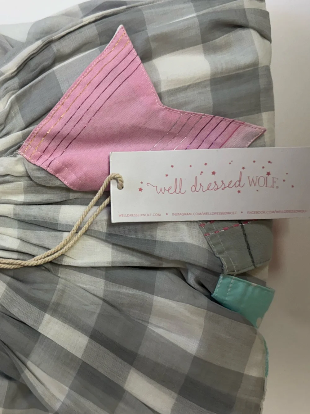 Well Dressed Wolf Joyce Party Dress Gray White Checker Pink Blue Flags Girls 4T